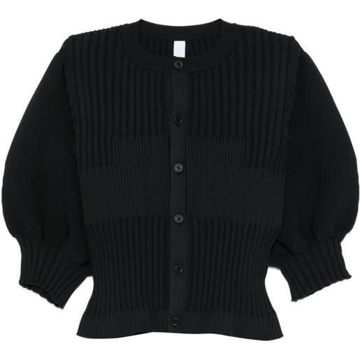 CFCL cardigan fluted a coste con maniche a palloncino - nero