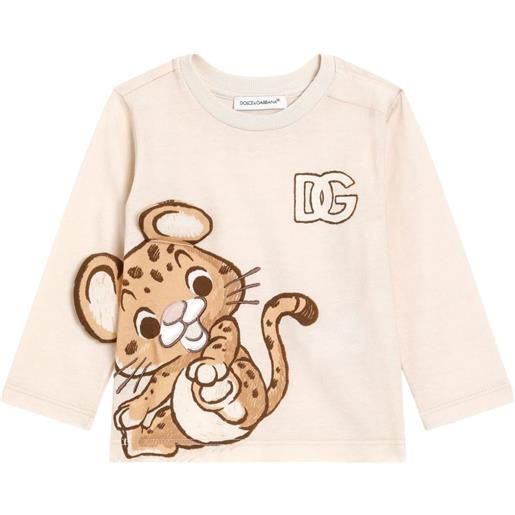 Dolce & Gabbana Kids t-shirt con stampa - toni neutri