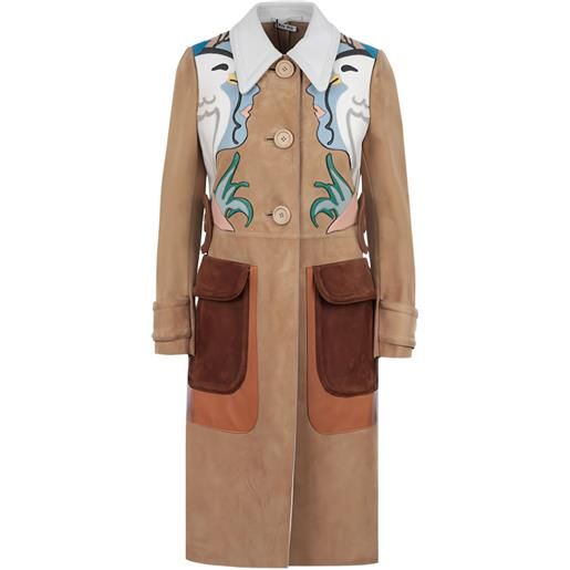 Miu Miu cappotto monopetto con cintura - marrone