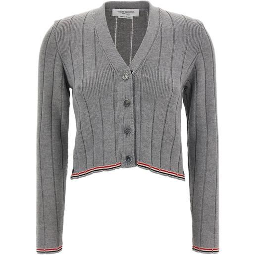 Thom Browne cardigan con scollo a v - grigio