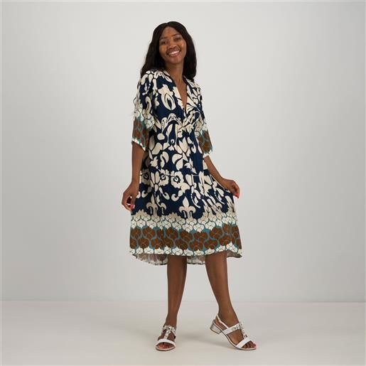 Carlotta Neri abito kaftano midi con fantasia floreale