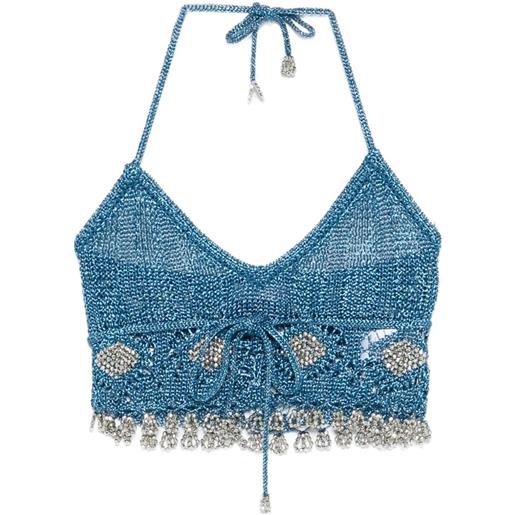 Rabanne top con scollo all'americana - blu