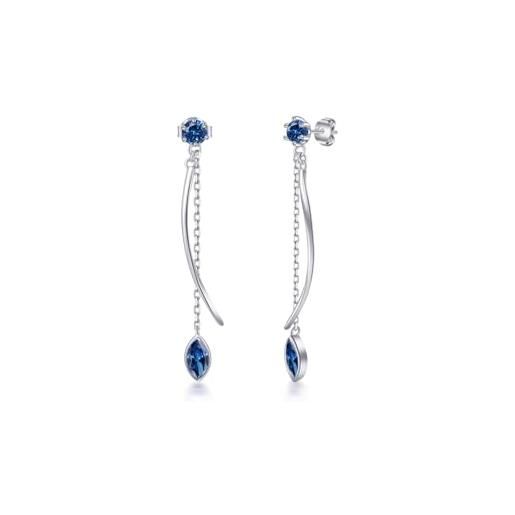Orecchini ottone 3 fili strass pendenti rodio