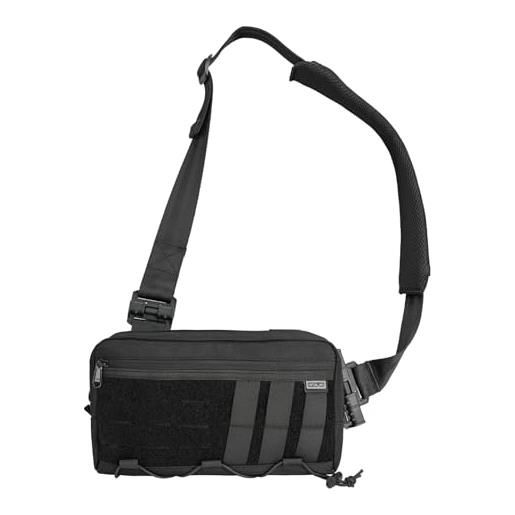 TACTICAL_GEEK cache l3c edc sling bag petto, borsa a tracolla, borsa a spalla leggera, 1000d nylon, porta da viaggio, cerniera ykk, zaino da spalla tattico, cinghia ambidestra da escursionismo, nero