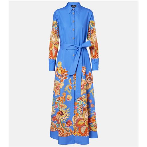 Etro abito lungo in cotone con stampa paisley