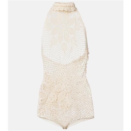 Magda Butrym tutina in crochet di cotone jumpsuit corta floreale