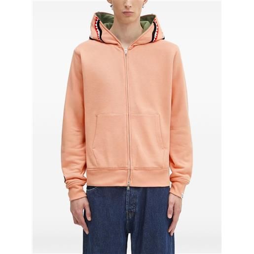 A BATHING APE® felpa con cappuccio, zip e motivo squalo - rosa