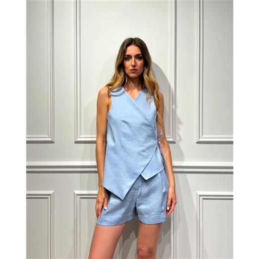 HAVEONE gilet 100% lino ad incrocio - bea - HAVEONE