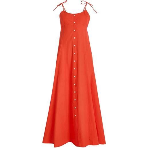 Rosie Assoulin abito lungo con bottoni e spalline annodate - arancione