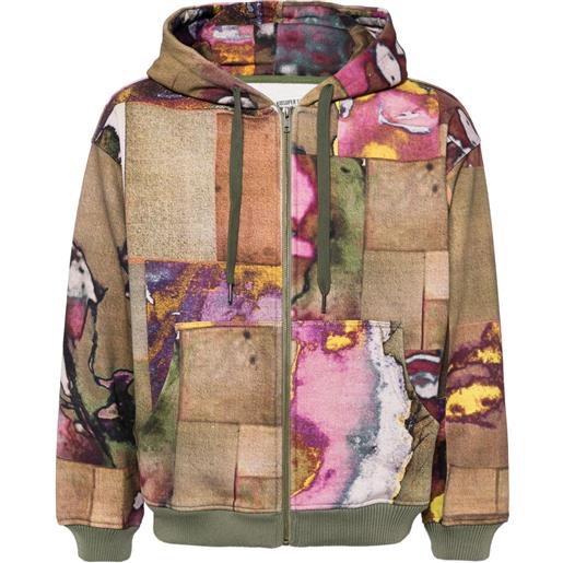 KidSuper giacca faces collage con cappuccio - marrone