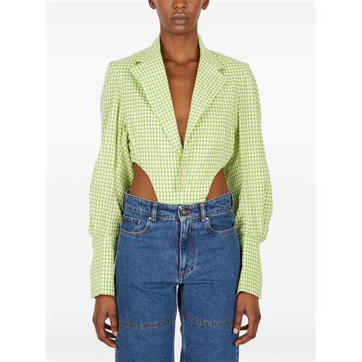 Ninamounah body a quadretti con spalline - verde