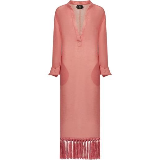 Taller Marmo abito lungo bahamas con frange - rosa