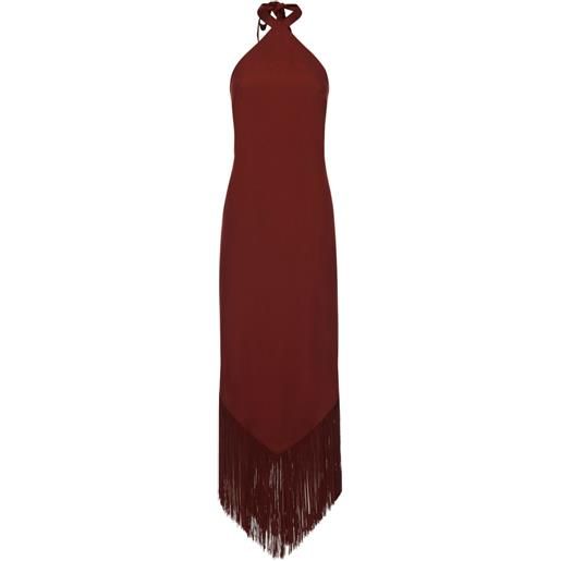 Taller Marmo abito con scollo all'americana e frange - rosso