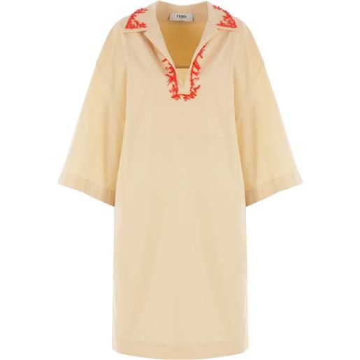 FENDI abito in cotone con perline - giallo