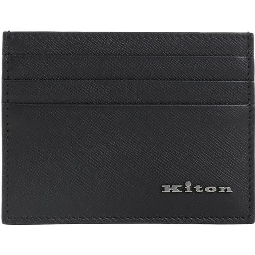 Kiton portacarte in pelle - nero
