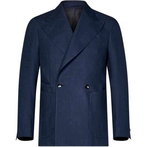 FRANZESE COLLECTION blazer doppiopetto con revers a lancia - blu