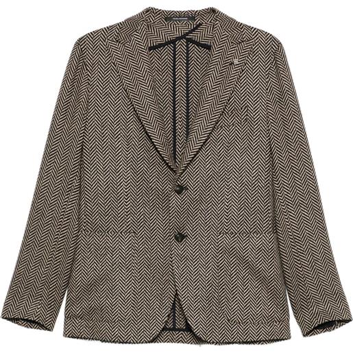 Tagliatore blazer monopetto con motivo a spina di pesce - toni neutri