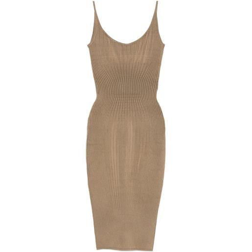 Mugler abito a coste con spalline sottili - toni neutri