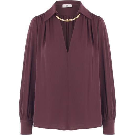 Elisabetta Franchi blusa con colletto plissettato - viola