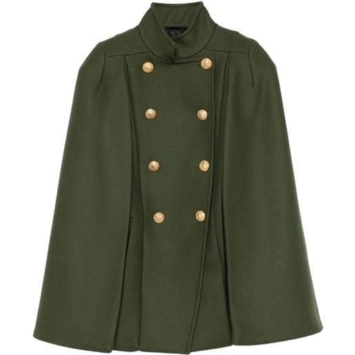 Balmain Kids cappotto stile mantella in misto lana - verde