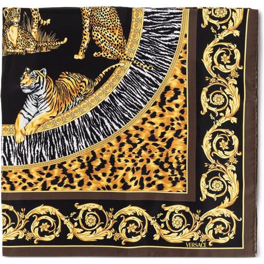 Versace foulard con stampa in seta - marrone