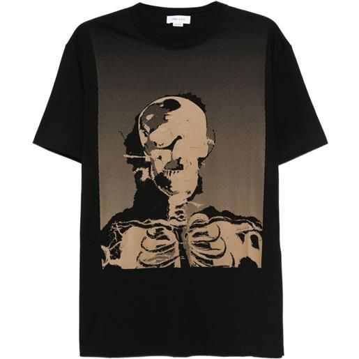 Alexander McQueen camicia con stampa scheletro in cotone - nero