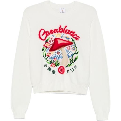 Casablanca maglione girocollo con ricamo - bianco