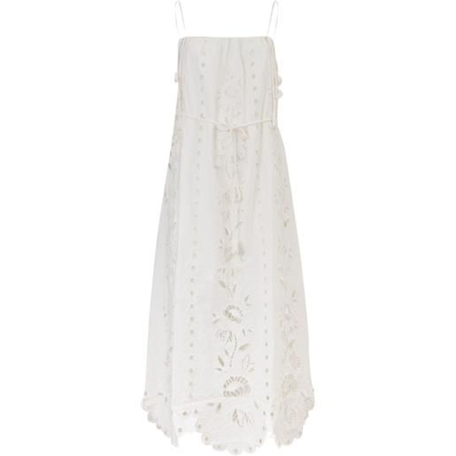 FARM Rio abito lungo richelieu a fiori - bianco