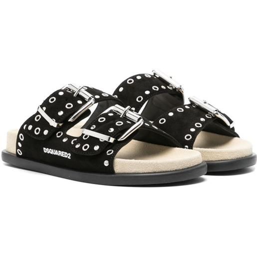 DSQUARED2 KIDS sandali slides con borchie - nero
