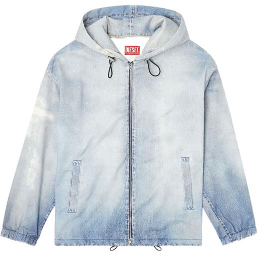Diesel giacca d-wynny con cappuccio e zip - blu