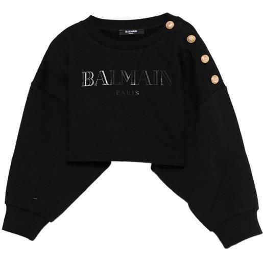 Balmain Kids felpa con logo e abbottonatura - nero