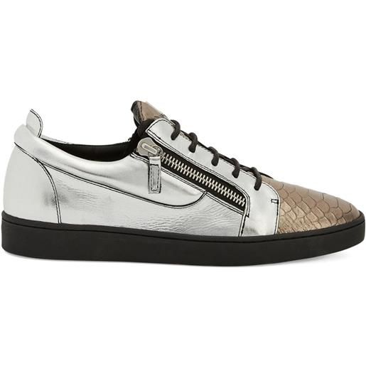 Giuseppe Zanotti sneakers frankie in pelle con zip - argento