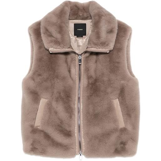 PINKO gilet in pelliccia sintetica con zip - toni neutri
