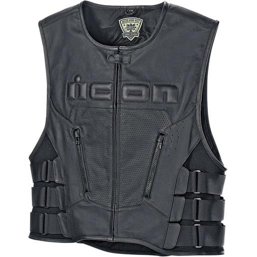 Icon gilet moto in pelle Icon regulator d3o nero