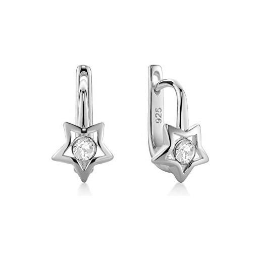 butterfly orecchini a cerchio per bambine con design a stella in argento sterling con cristalli luminosi