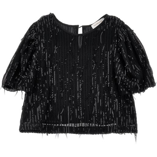 Monnalisa top frange paillettes