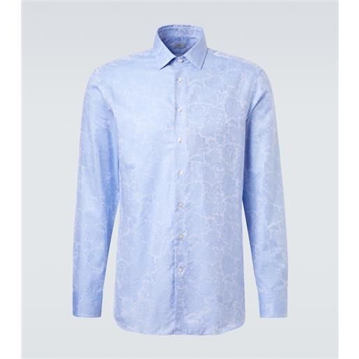 Etro camicia in jacquard di cotone con stampa floreale