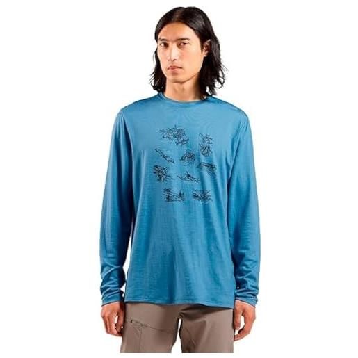 Odlo langarm wandershirt herren merino 200 tourist i funktionsshirt wandern atmungsaktiv maglietta da escursionismo, silver cloud, m uomo