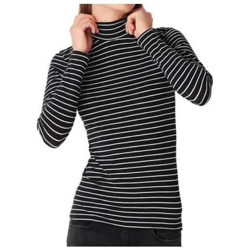 Cotonella maglia a righe nere e bianche, maniche lunghe, girocollo, donna, adc44 (it, testo, m, regular, regular, printed)