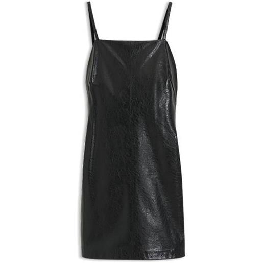 HUGO minivestito con spalline in similpelle con motivo goffrato, nero