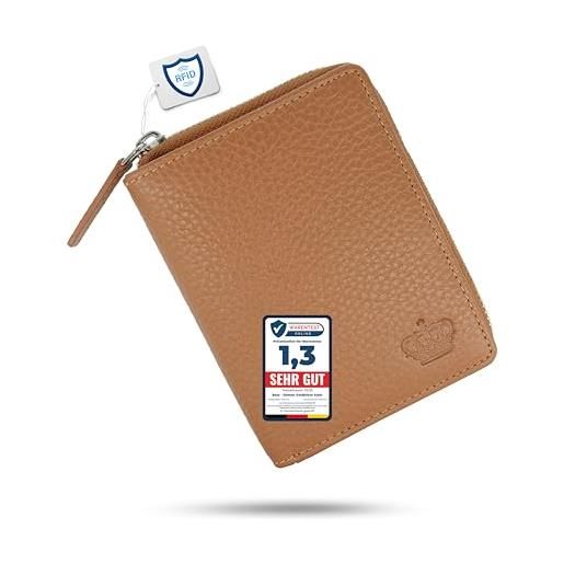 Portafoglio Portachiavi Da Polso In Pelle Con Blocco RFID, Porta Carte Sottile Con Cerniera E Portamonete, Compatto E Pratico Per Donna, Colore Beige - 4