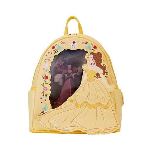 Loungefly disney - borsa a tracolla lenticolare con doppia tracolla serie principesse la bella e la bestia, multi, mini