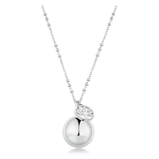 Limok Collana Donna Con Ciondolo Albero Della Vita In Acciaio Inox E Cristalli - Lunghezza Catena 55 Cm, Regalo Con Sacchetto Di Velluto, Argento, FL0053-whitesy