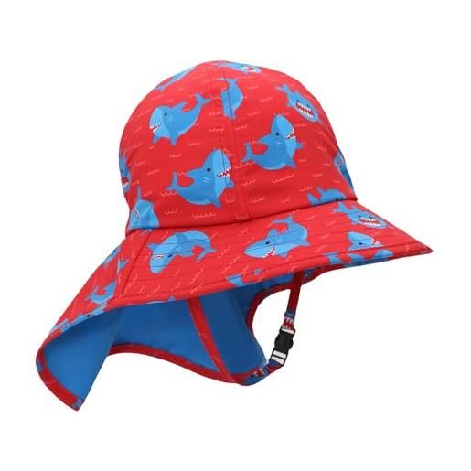 Zoocchini cappellino estivo con falda lunga protettiva - upf 50+ - squalo - 2-4 y