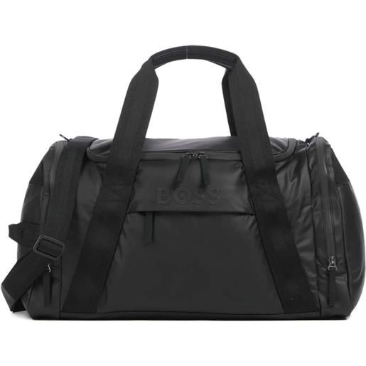 BOSS borsone con logo goffrato - nero