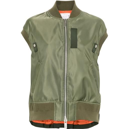 sacai canotta con pieghe - verde