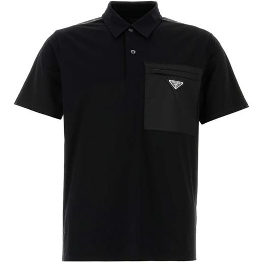 Prada polo con dettaglio a triangolo - nero