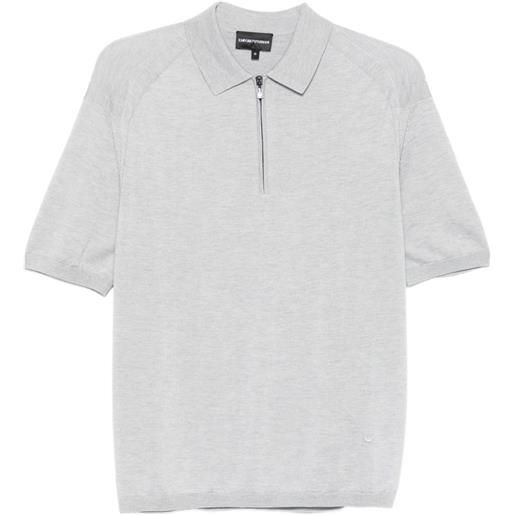 Emporio Armani polo con mezza zip - grigio