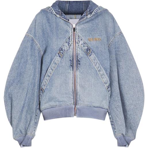 The Attico bomber denim con cappuccio - blu