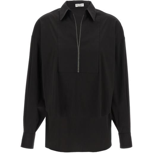 Brunello Cucinelli blusa monili con scollo a v - nero